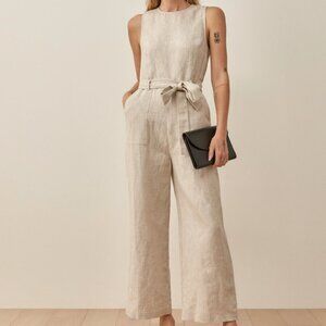 Reformation Naomi Linen Jumpsuit Oatmeal - Size 2 LIKE NEW